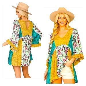 NWT! BOUTIQUE JOSIE TUNIC KEYHOLE CUT OUT TOP-SIZE LARGE